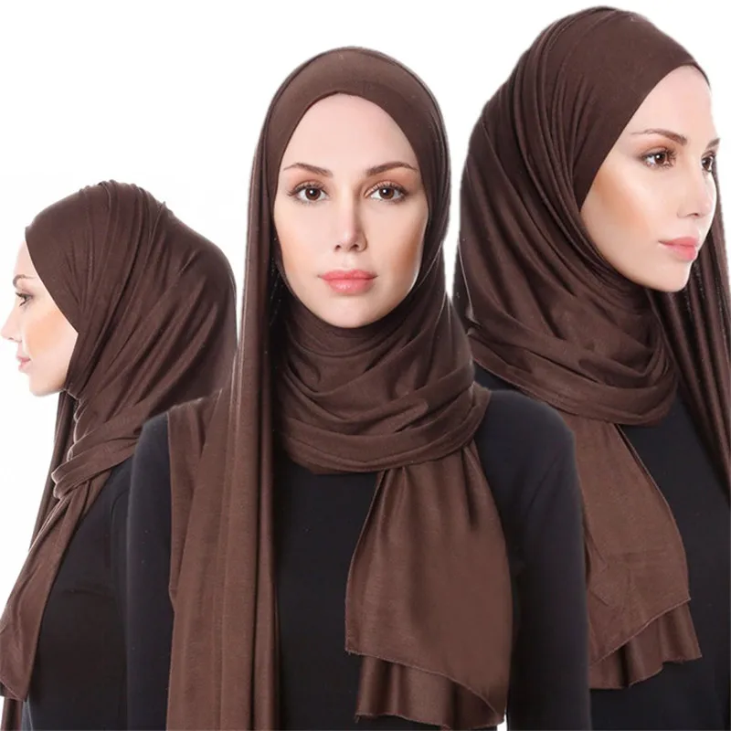 Мусульманский Хиджаб Джерси шарф Для женщин 2020 мягкий однотонный Платок Платки