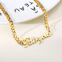 vintage customize name signature necklace for women lady anti allergy stainless steel choker unique meaningful mothers day gift