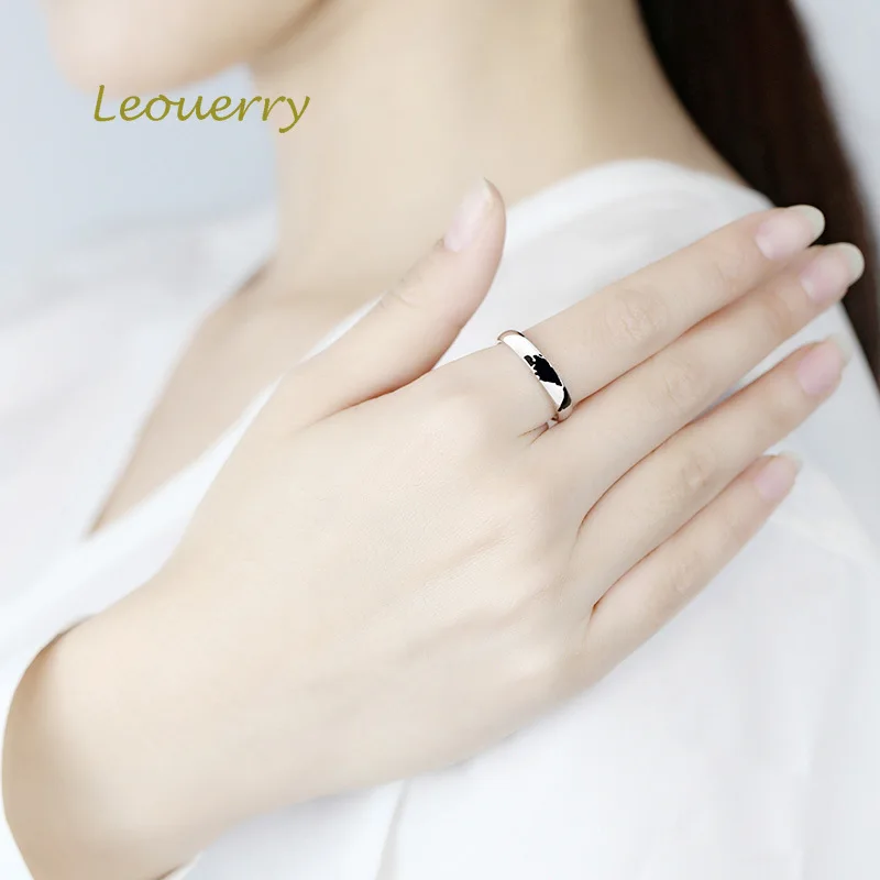 Женские кольца Leouerry открытые в виде карты мира серебряного полушария для