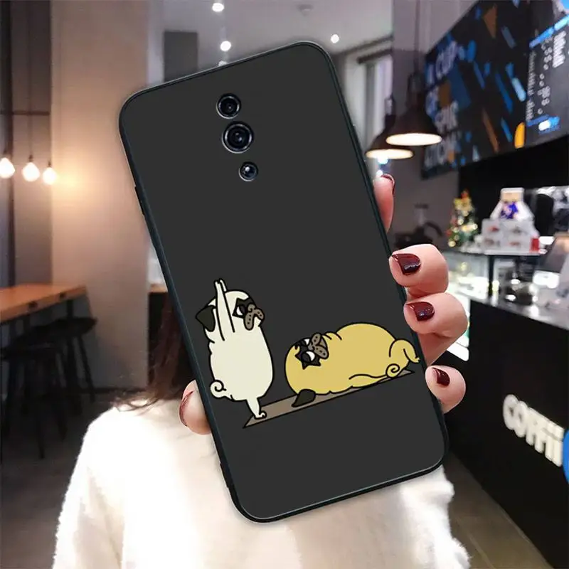 

Funny Yoga Dog Black Silicone Cover Case For OPPO A5 A9 2020 A7X Reno 2 Ace 3 Pro Realme 3 5 PRO Funda
