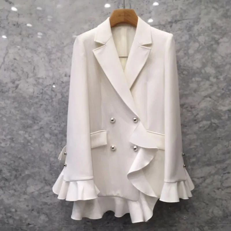 Женский пиджак с длинным рукавом элегантный повседневный свободный черного