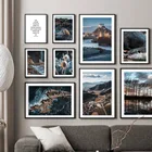 Горы река океан Дерево Трава пейзаж настенная живопись холст скандинавские постеры и принты настенные картины для декора гостиной