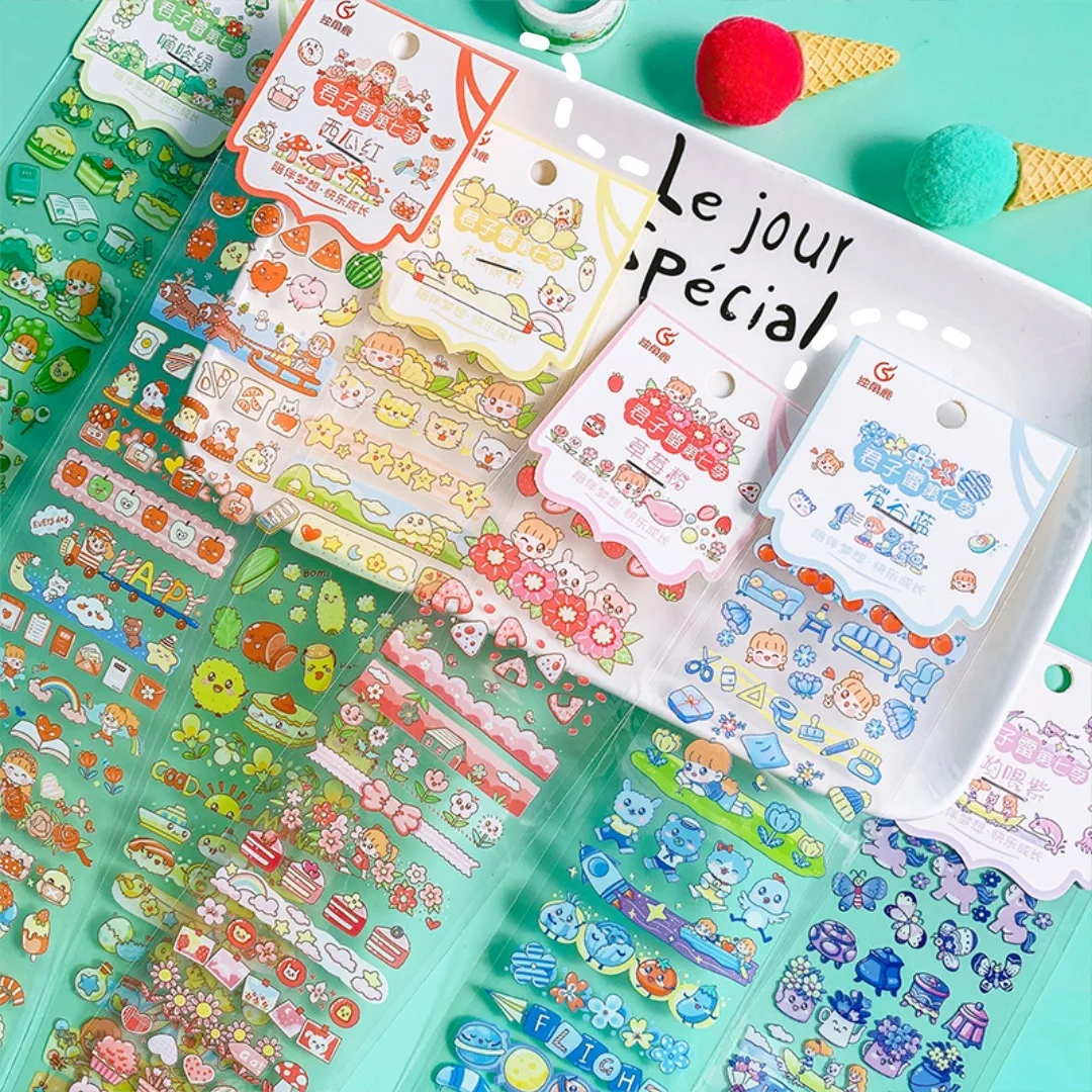 

Aesthetic Stickers Girl Heart Cartoon PET Stickers Decorative Cute Modeling DIY Long Hand Account Material Stationery Stickers