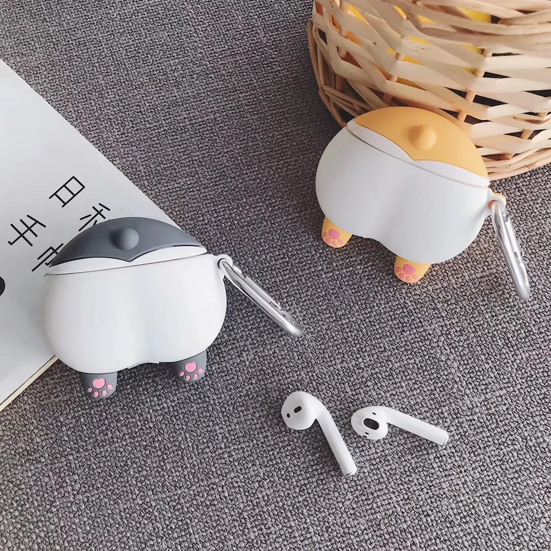 Для AirPods чехол 3D Забавный мультфильм Keki собака попка чехол для наушников для Airpods 2/i10/i11TWS Защитная крышка с крючок карабина