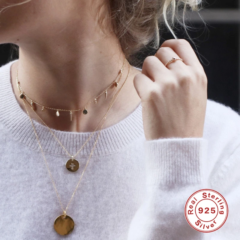 Минимализм ROXI круглые маленькие бусины с заклепками женское колье до ключицы из