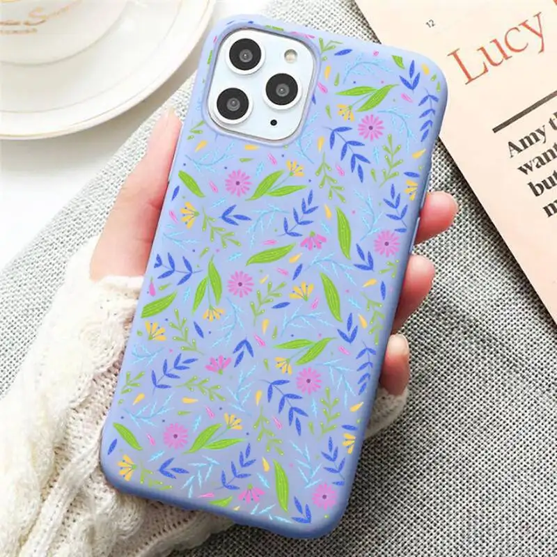 

Real Dry Flower Glitter Clear Phone Case Candy Color Blue for iPhone 11 12 pro XS MAX 8 7 6 6S Plus X 5S SE 2020 XR