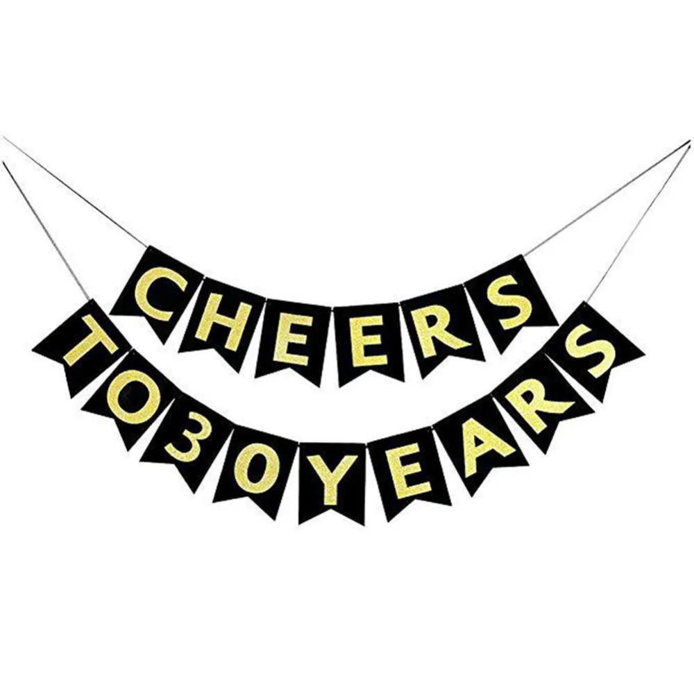 CHEERS To 30 YEARS Pattern Flags Banner Bunting Pennant Wedding Decoration Vintage Baby Birthday Decorations | Дом и сад