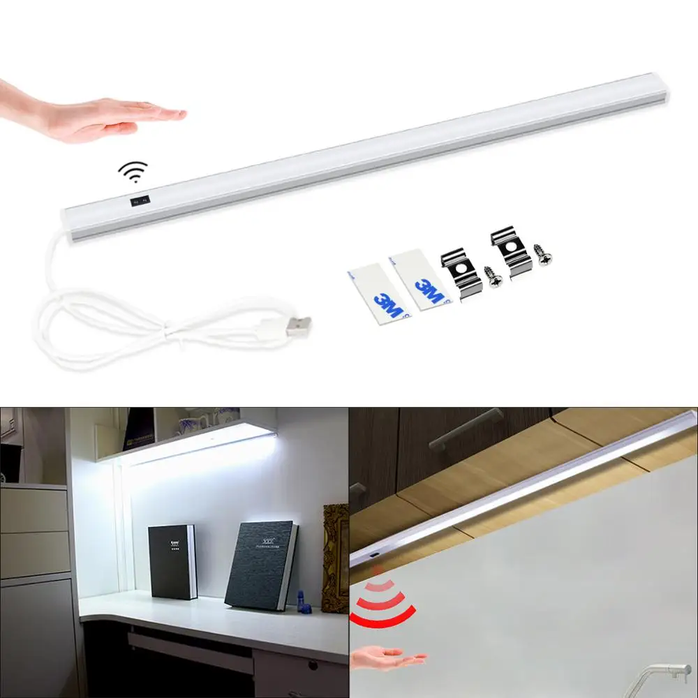 30/40/50 cm Smart LED Kitchen Light with Hand Sweep Sensor 5V USB LED Bar Light for cocina Cabinet  Wardrobes closet lighting