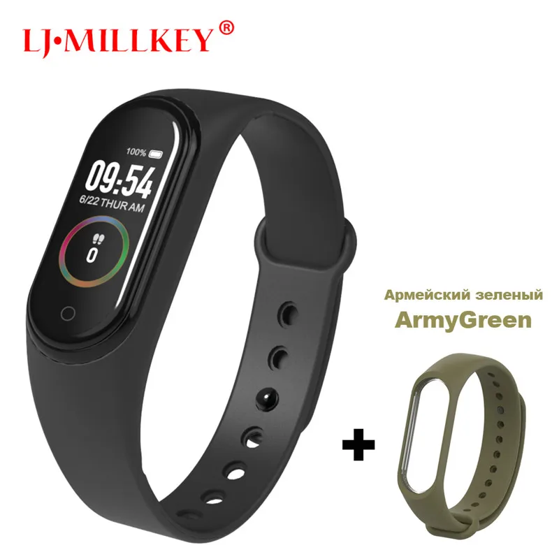 M4Black-ArmyGreen Умный Браслет Интеллектуальный трекер активности M4 умный Браслет Смарт-браслет 4 пульсометр фитнес-трекер умные часы для мужчин и женщин - Цвет: M4Black-ArmyGreen