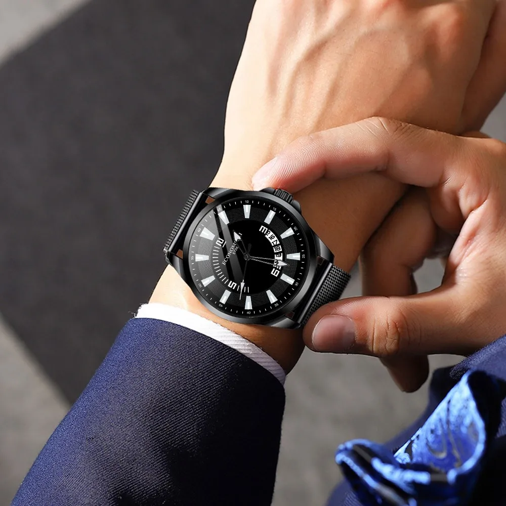 Часы наручные мужские с кожаным ремешком модные роскошные Цифровые в стиле ретро