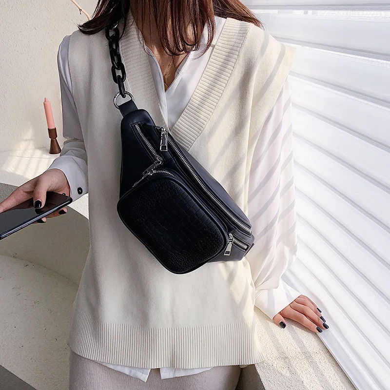2020 Fashion Stone Pattern PU Leather Waist Bag Travel Casual Chain Women Belt Leisure Female Crossbody Shoulder Fanny Pack | Багаж и