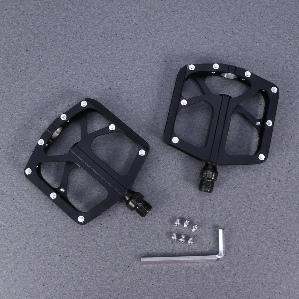 

2 Pcs Ultralight Aluminum Alloy Pedal Universal Mountain Bike Pedal Non-Slip Platform Flat Pedal for Bike (Black)