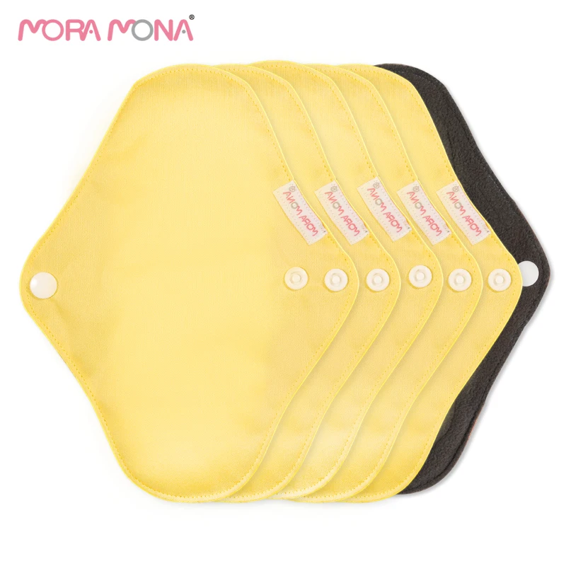 Mora Mona S Size Women Panty Liner Napkin Cloth Reusable Sanitary Washable Charcoal Flow Bamboo Soft Towel Menstrual Pad