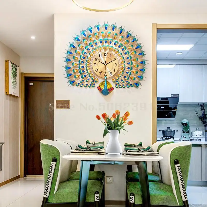Настенные часы для гостиной креативный модный подвесной стол с павлином простые