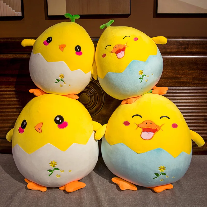 

50/70CM Cute Eggshell Shape Chicken Duck Plush Toy Soft Stuffed Cartoon Anilmal Doll Round Pillow Creative Gifts For Kids Girls