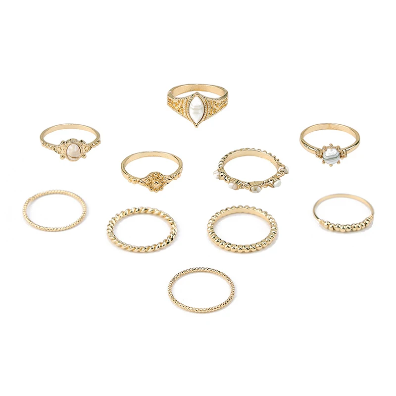 Комплект колец с резным золотом Женский Изящные Ювелирные украшения