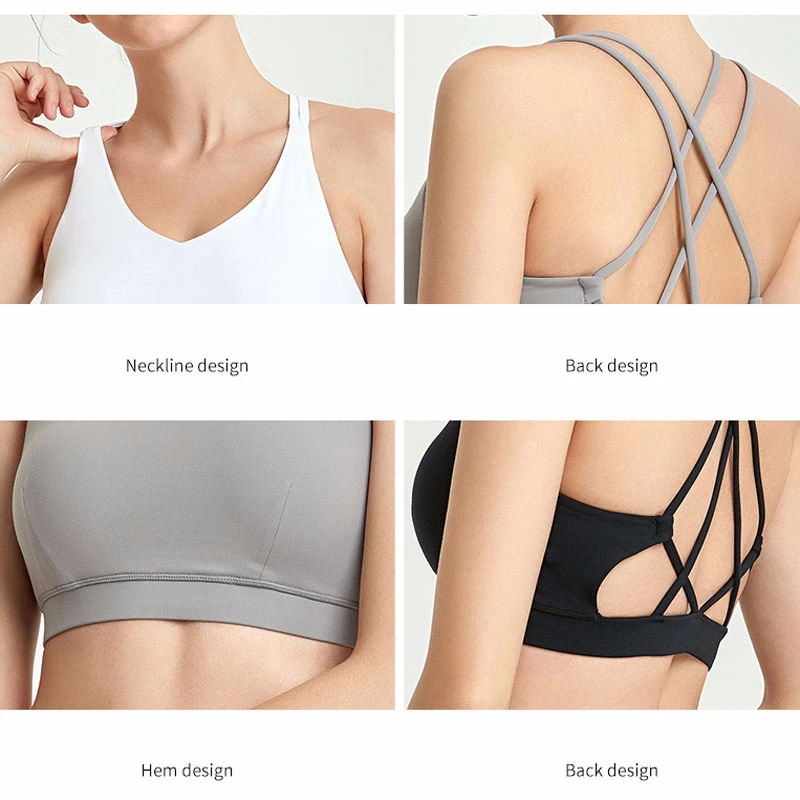 Yoga Bra High Support Fitness Running Underwear Workout Sexy Halter GYM Crop Top Women Elastic Training Solid Vest NCLAGEN | Спорт и