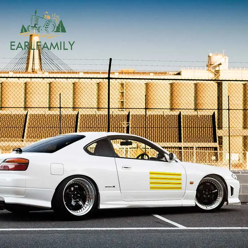 4 шт. автомобильные наклейки EARLFAMILY в полоску для мотоцикла гоночного флага на
