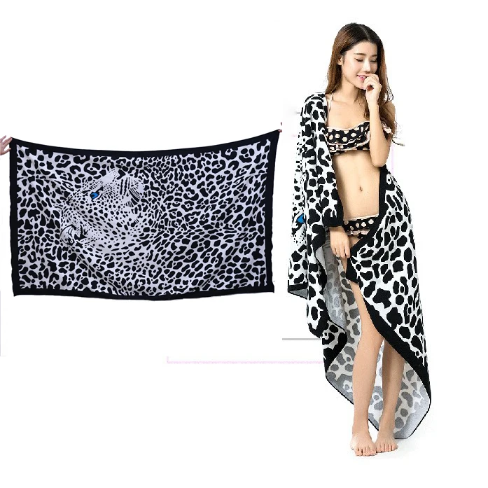 Пляжное полотенце из микрофибры для взрослых и детей банное Toalla Playa Leopard