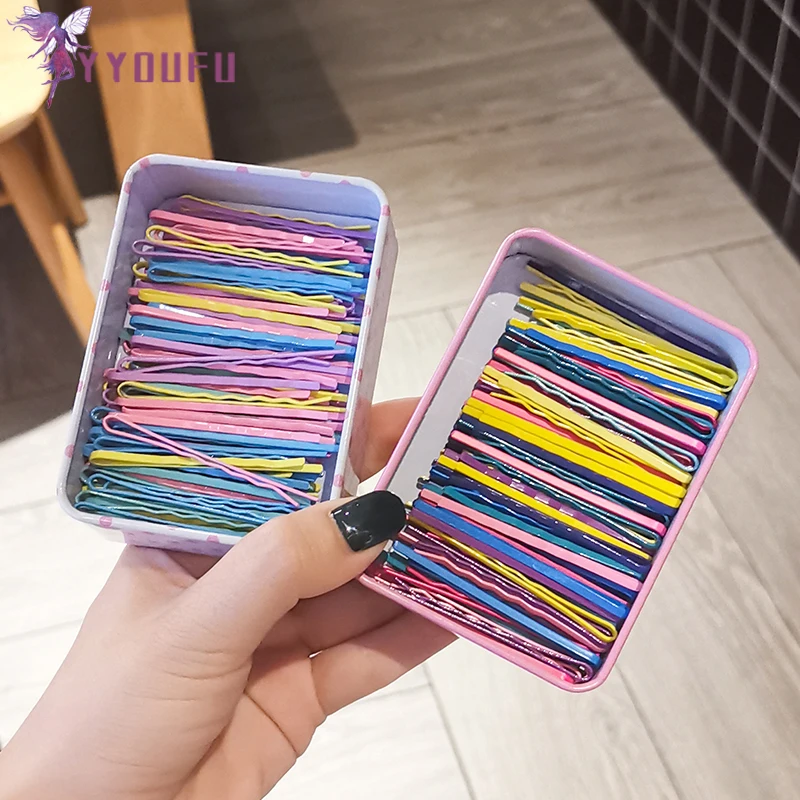 YYOUFU новые милые коробки упакованы черные Красочные Металлические Заколки для