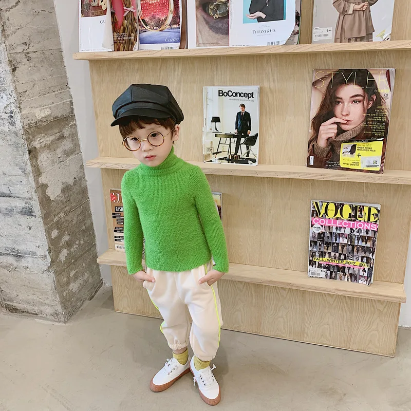 WLG осенние свитера для мальчиков и девочек детская Водолазка с длинным рукавом