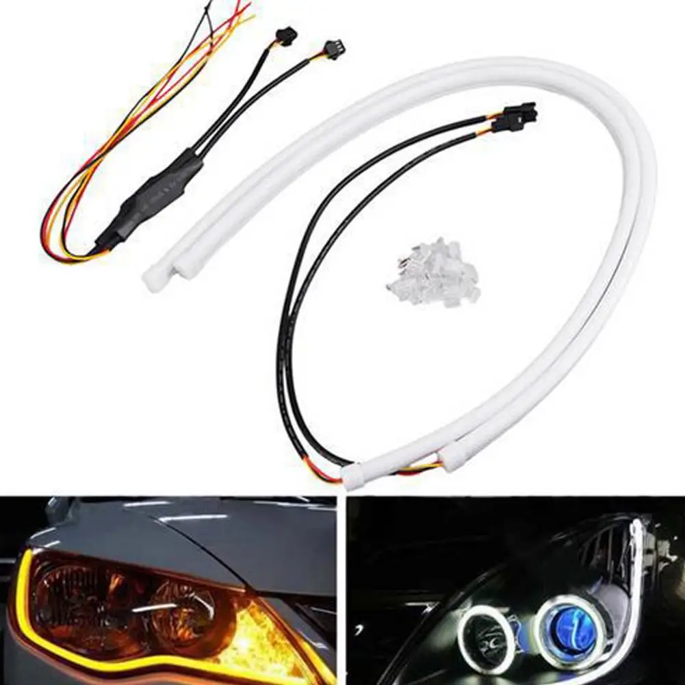 

Universal LED Light 30cm 45cm 60cm Double Color Turning Signal Soft Silicone Light Bar Lamp
