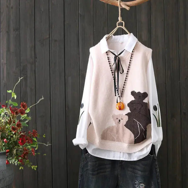 Жилет женский вязаный с круглым вырезом Осень-зима | Женская одежда