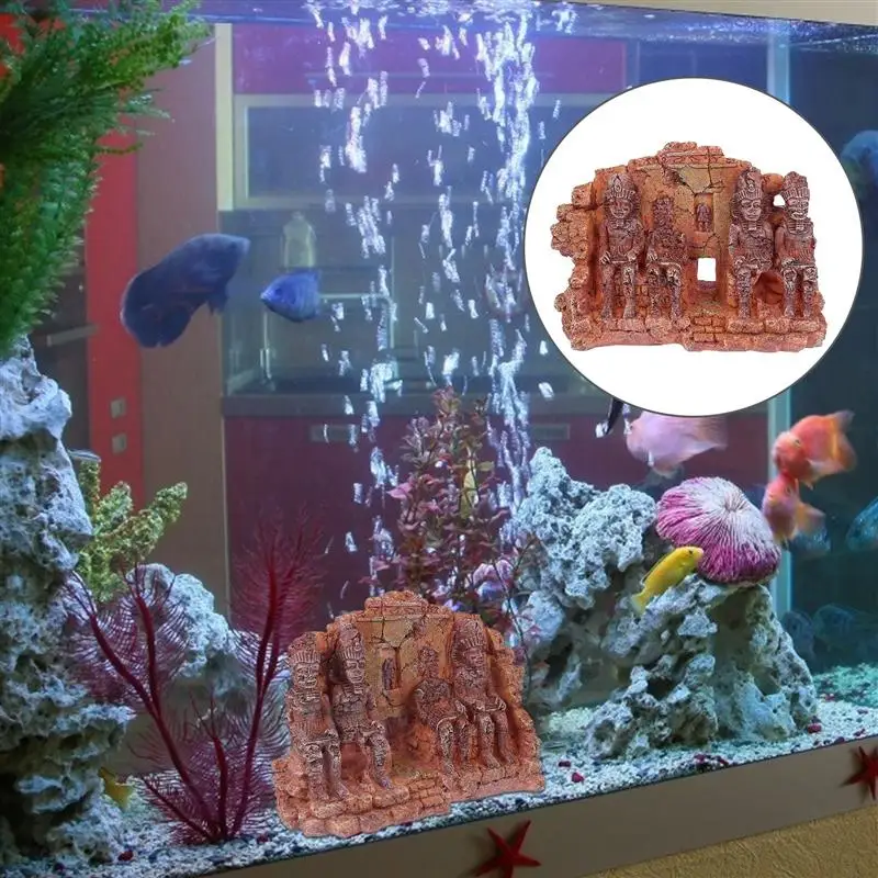 

1PC Lost Temple Landscaping Decor Creative Fish Tank Ornament for Home Store Shop