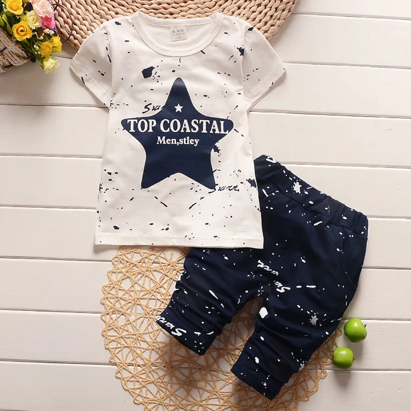 BibiCola summer boys clothes set new children casual tops+short pants 2pcs suits kids clothing cotton sport sets | Детская одежда и