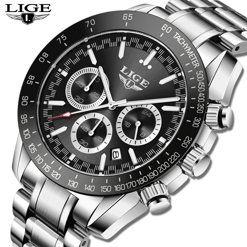 

LIGE Top Brand Luxury Fashion Diver Watch Men 30ATM Waterproof Date Clock Sport Watches Mens Quartz Wristwatch Relogio Masculino