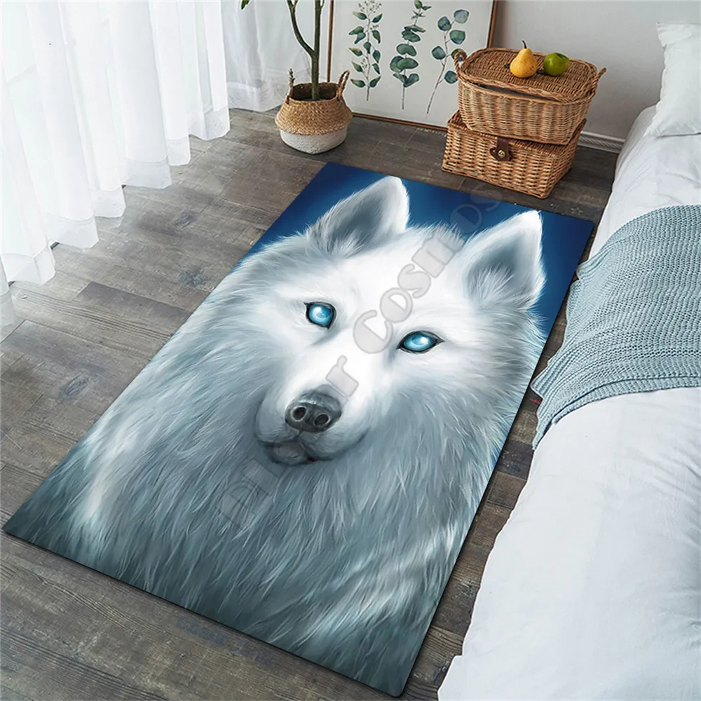 Ковер с 3D-принтом Galaxy Wolf не скользящий для гостиной спальни 03 | Дом и сад