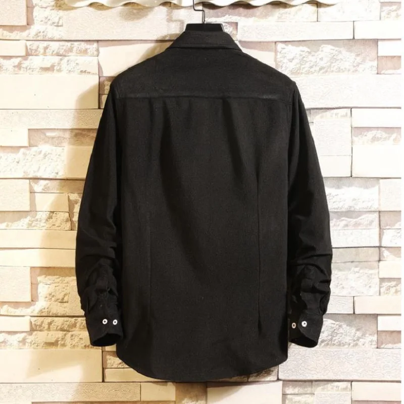 

Men New Long Sleeve Solid Color Shirt Tops Pocket Design Fabric Soft Blouse Male Casual Style Single Breasted Blouse Streetwear