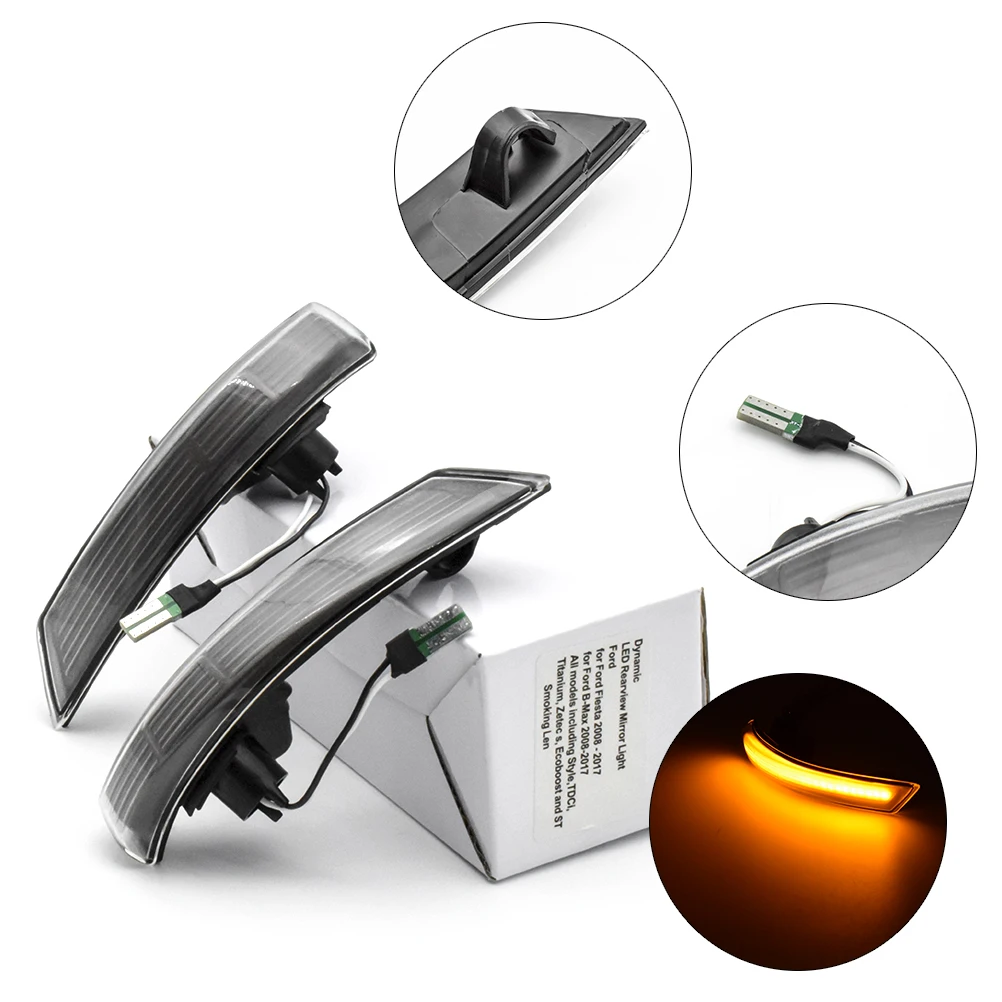 

For Ford Focus 2 3 Mondeo MK4 Dynamic Side Mirror Lamps Turn Signal Light Sequential Lighting Upgrade Flowing Lights Smoked Lens