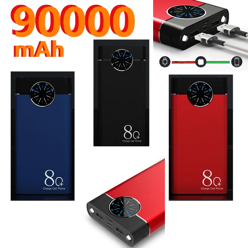 Внешний аккумулятор большой светодиодный кости на 80000 мА · ч с цифровым дисплеем |