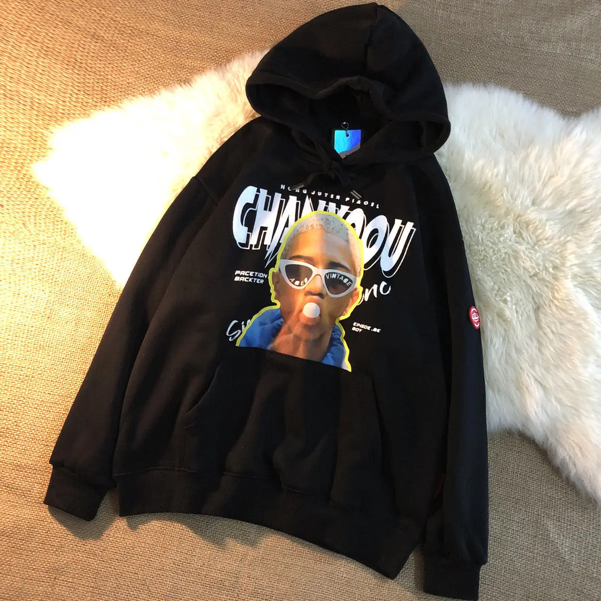 

Winter Plush thickened hooded printed sweater