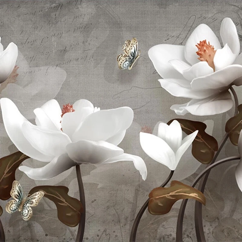 Пользовательские 3D фотообои с цветочным рисунком в стиле ретро современные обои