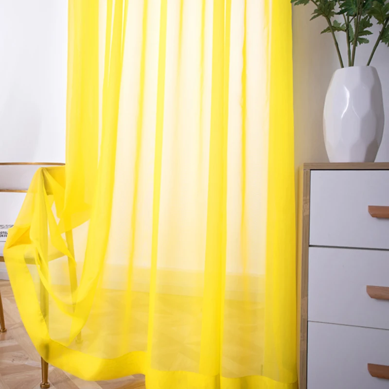 Золотая прозрачная занавеска для гостиной тонкая однотонная балкона мягкая