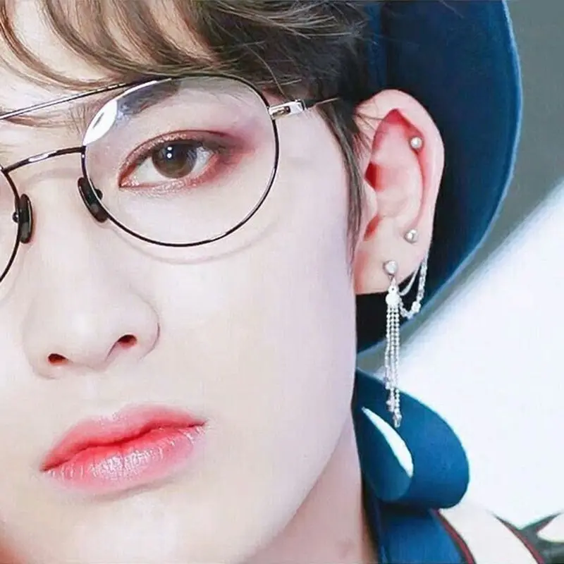 Титановая сталь Корейский KPOP Bangtang Мальчики крест подвески Тройной цепи серьги R7RF