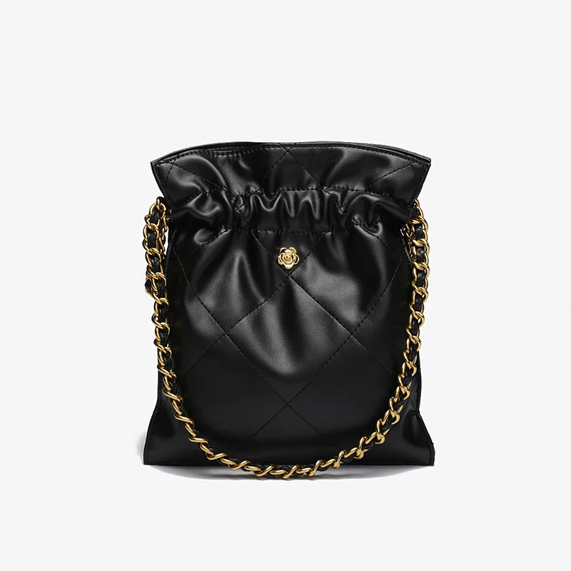 

2022 New Spring Drawstring Drawstring Bucket Bag Women's Chain Shoulder Messenger Bags High Quality Women Purse and Handbags