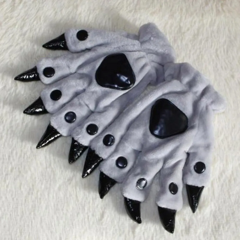 Детские перчатки для косплея милые с мультяшной лапой плюшевые теплые когти