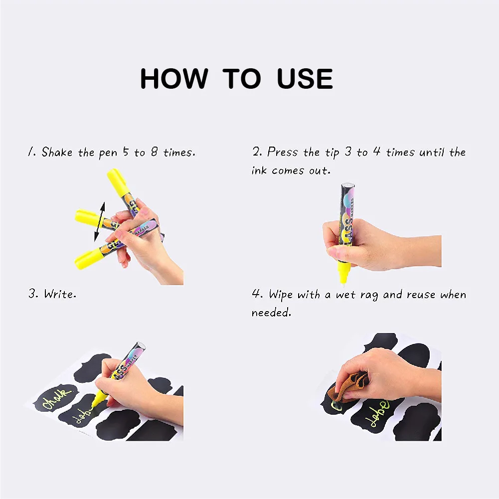 Waterproof Chalkboard Kitchen Spice Rack Label Stickers Home Jars Bottles Tags Blackboard Labels with Marker Pen | Дом и сад