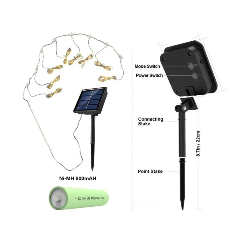 

Outdoor Waterproof Solar Umbrella Light String Pathway Garden Lawn Umbrella