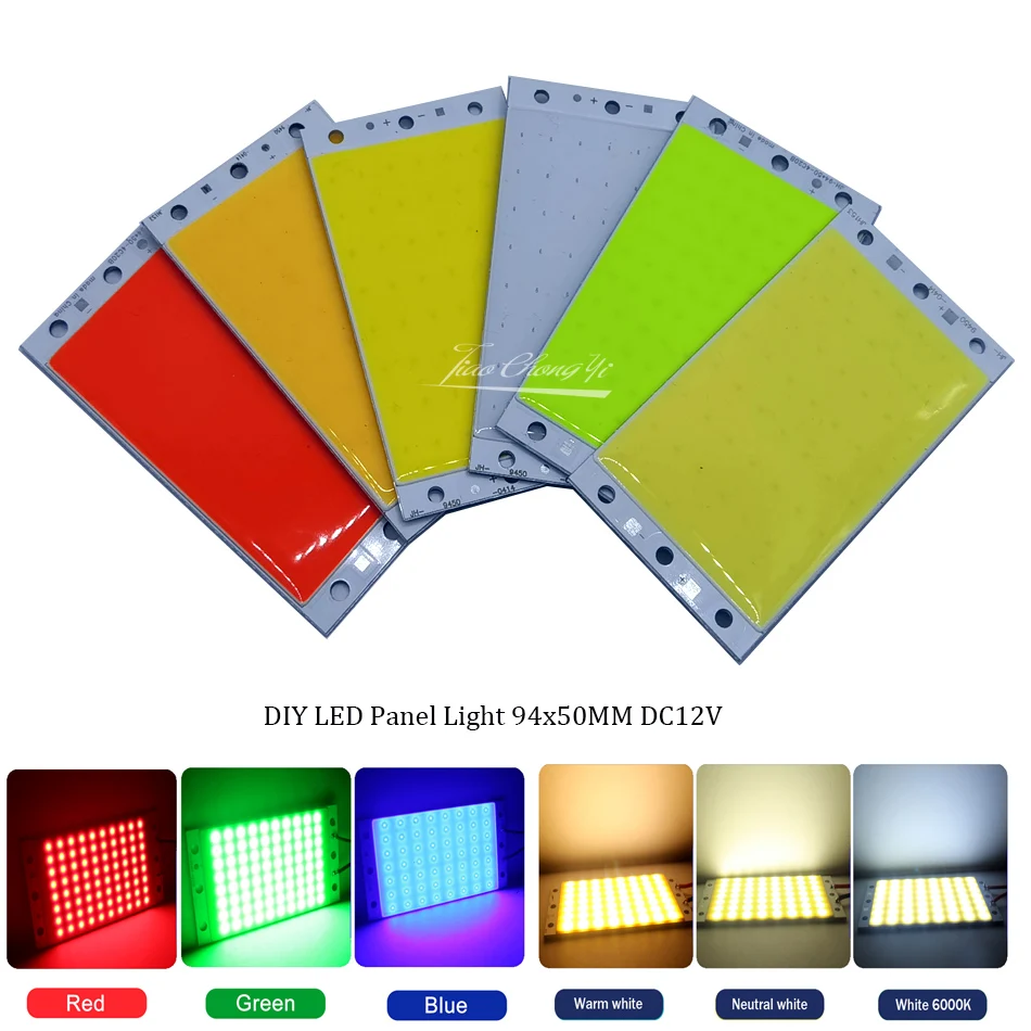 

DIY LED Panel Light 15W 94x50MM 1500LM Ultra Bright Warm Natural Cold White Blue Green DC12V COB Board LED Lamp