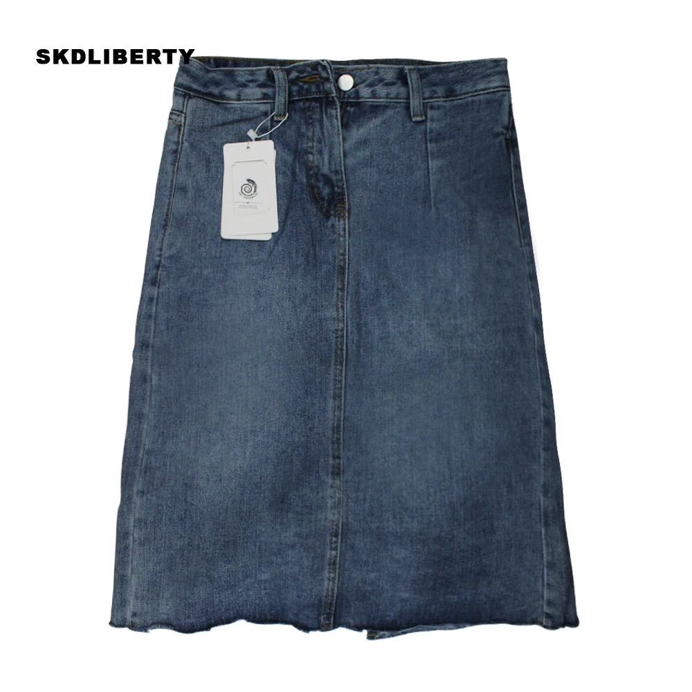 Женская джинсовая юбка пачка с высокой талией в стиле ретро Повседневная Длинная