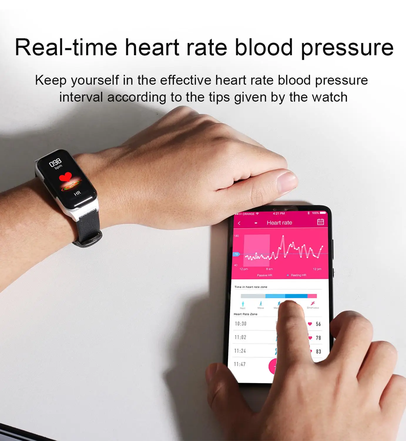 

Bluetooth Smart Watch Sports Bracelet Headphones Blood Pressure Monitor Handsfree Call for Men Women