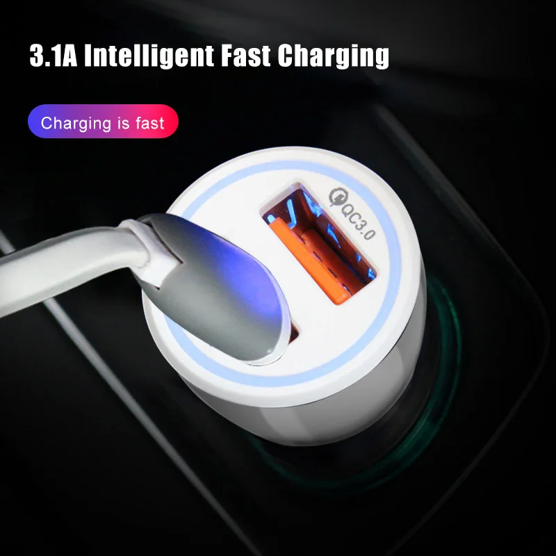 

Car Phone Charger 2 USB Ports Fast Charging for SmartPhone Vehicle Multi Function USB Car Plug Car Adapter Accessory for phone