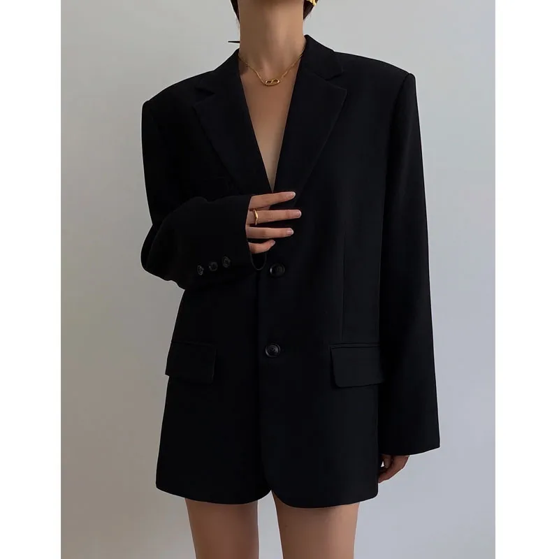 

Однотонный женский Блейзер 2021, повседневная куртка, Женский блейзер для женщин, осенние женские блейзеры с двойными пуговицами и длинным ру...