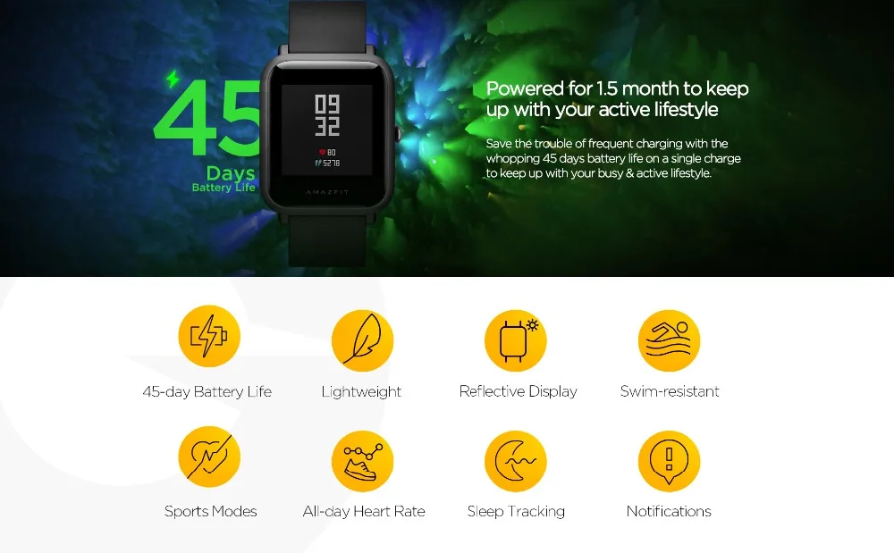 Amazfit Bip lite многоязычные Смарт-часы Пульс 45 дней Срок службы батареи 3 АТМ водонепроницаемые спортивные часы