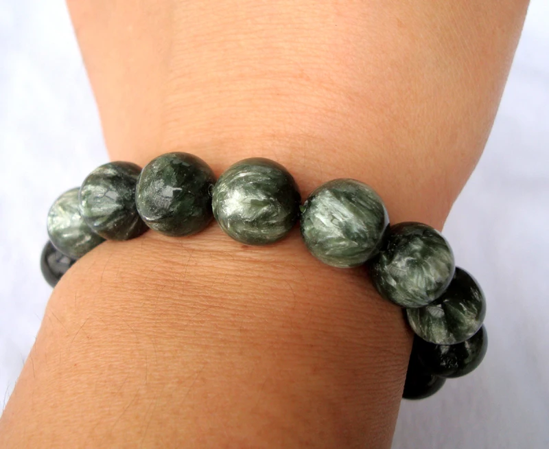 Бесплатная доставка браслет из натурального серафинита с круглыми бусинами 12 мм