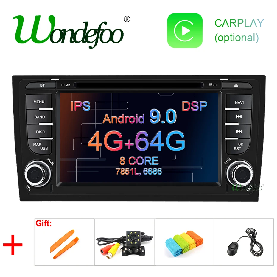 DVD плеер для AUDI A6 RS6 Android 9 0 4 ГБ 64 DSP 2 DIN навигация IPS экран GPS радио головное